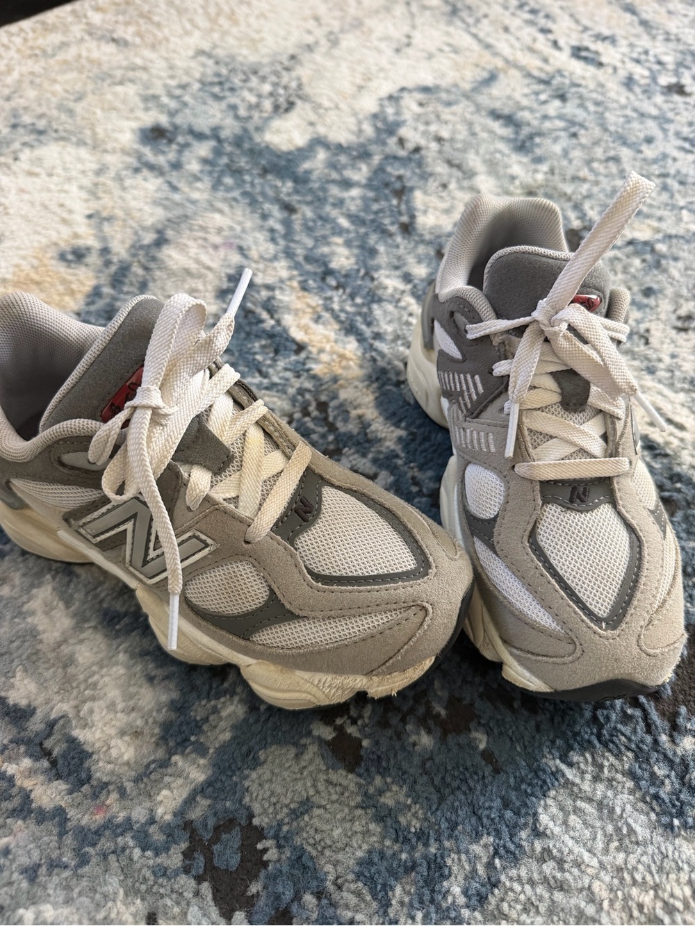New Balance Kids Grey and White Mesh Sneakers